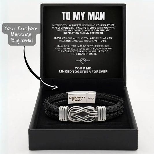 To My Man - Custom Name Bracelet - Linked Together Forever