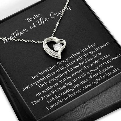 To the Mother of the Groom - Love Heart Necklace - Thank You