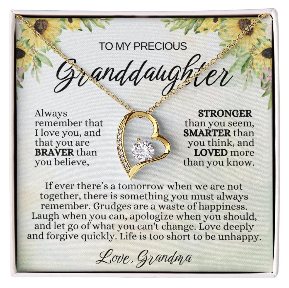 To My Granddaughter - Love Heart Necklace - Loved More Than You Know Gift