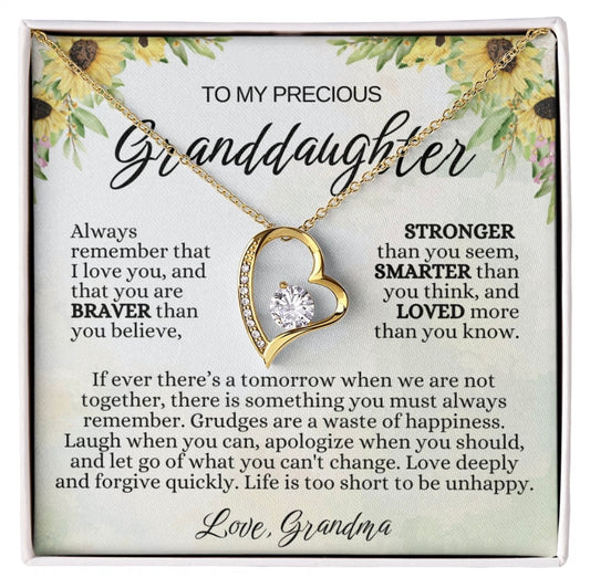 To My Granddaughter - Love Heart Necklace - Loved More Than You Know Gift