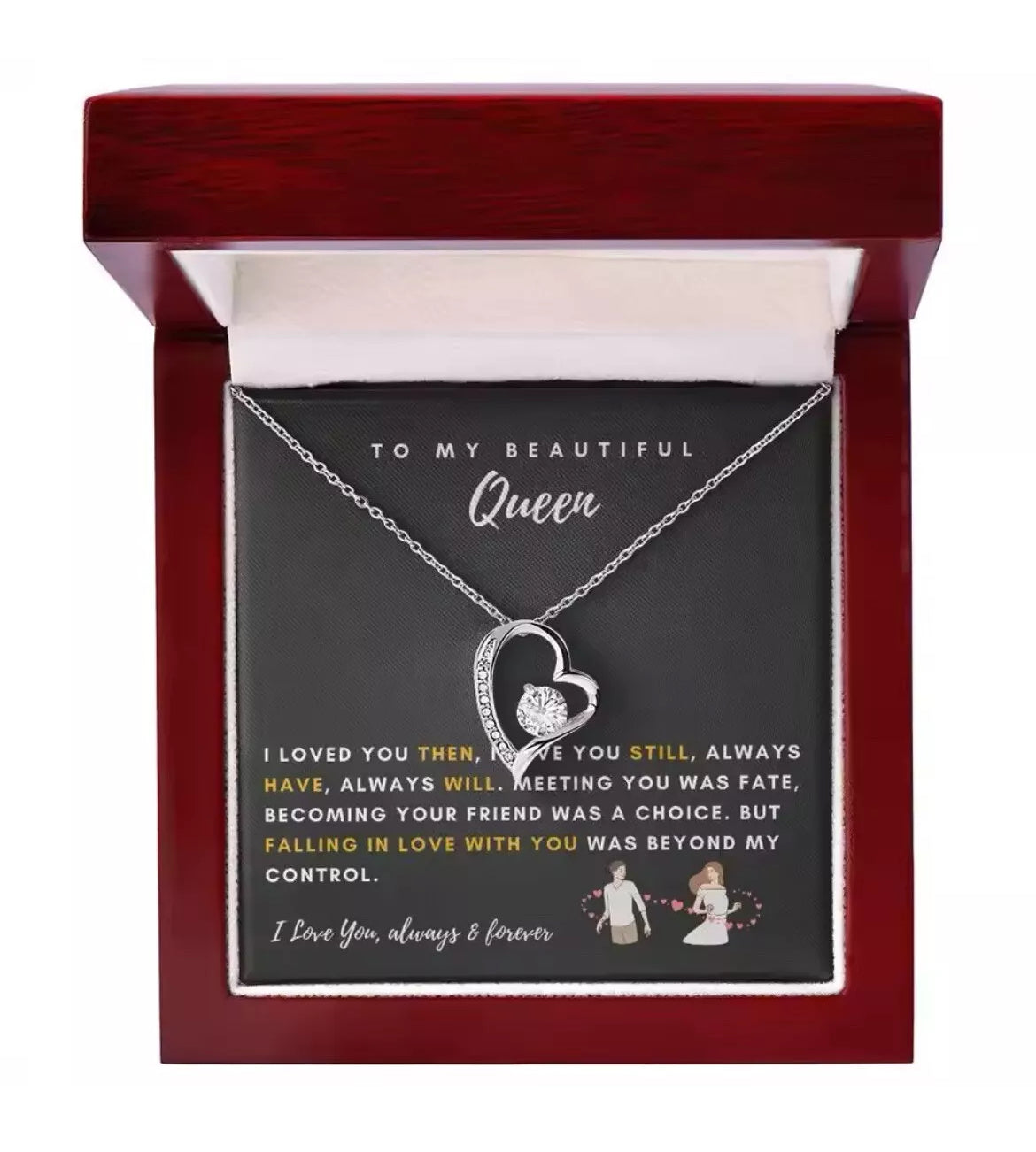 To My Queen - Love Heart Necklace - Love You Always