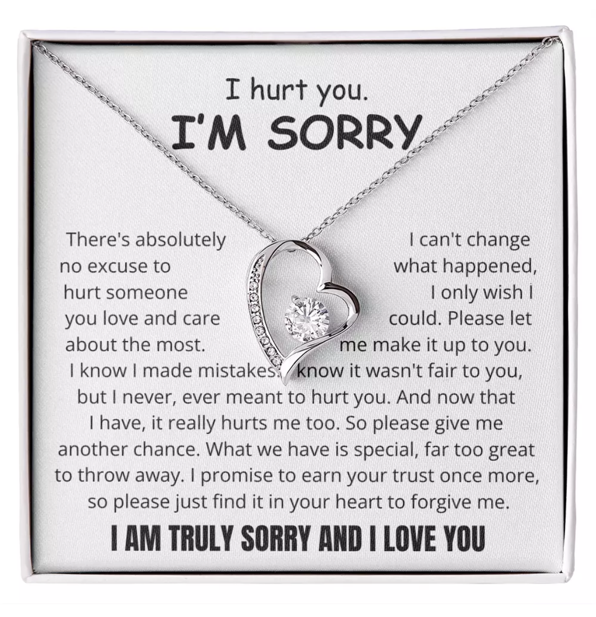 To My Love - Love Heart Necklace - I Am Sorry