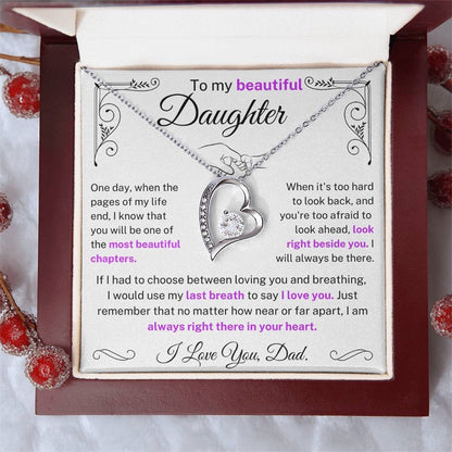 To My Daughter - Love Heart Necklace - You Are the Most Beautiful Chapter