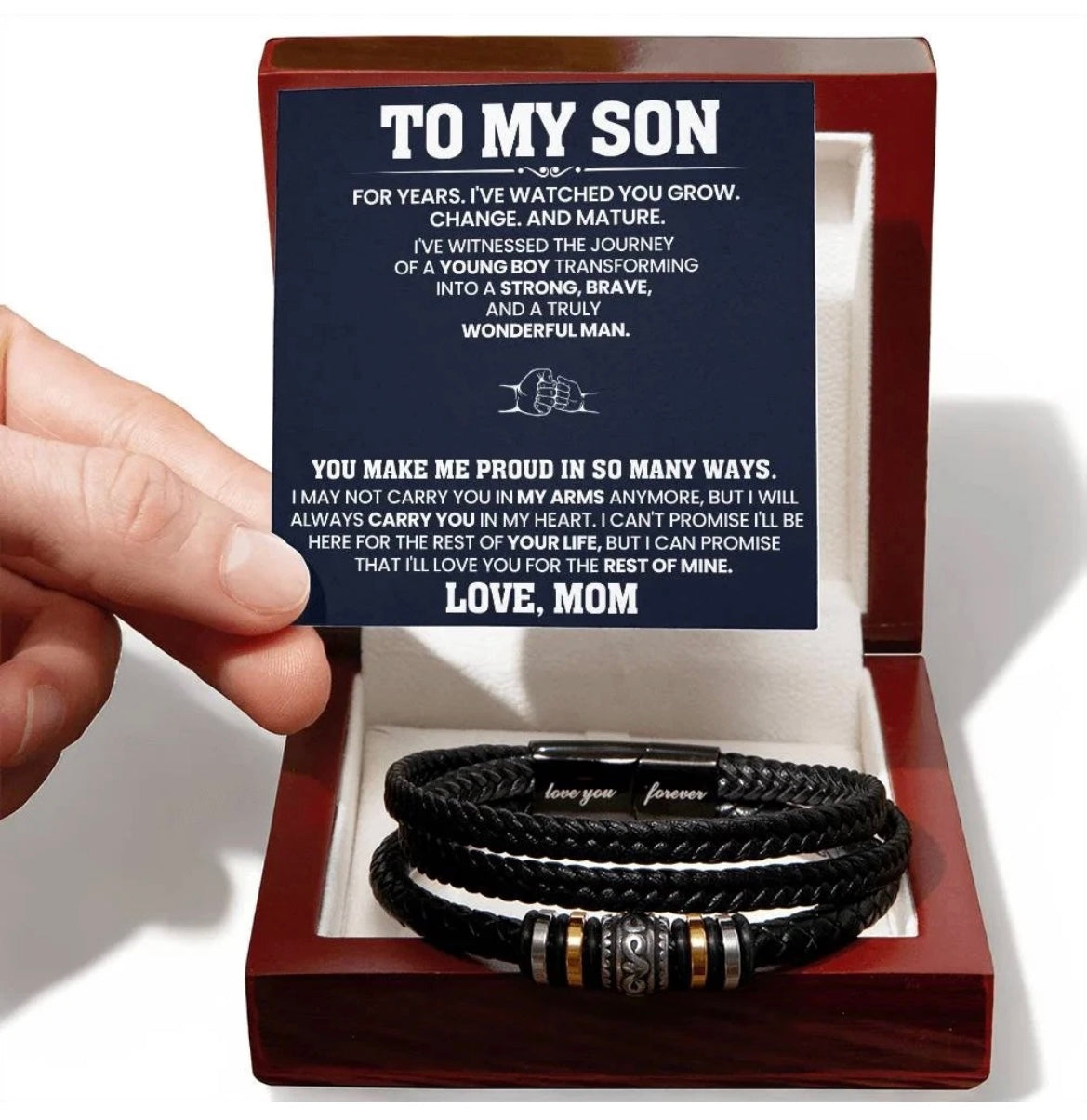 To My Son - Love You Forever Bracelet - Always Carry You In My Heart