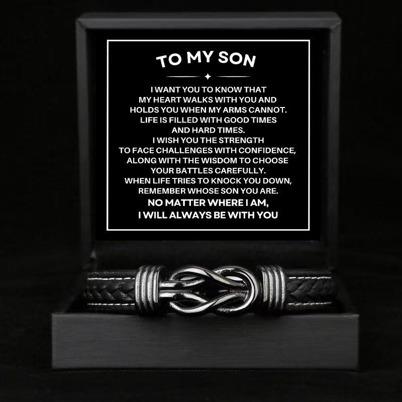 To My Son - Linked Bracelet - I Will Always Be With You Message Card Gift