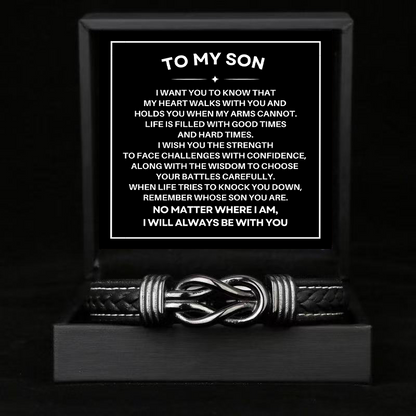 To My Son - Linked Bracelet - I Will Always Be With You Message Card Gift