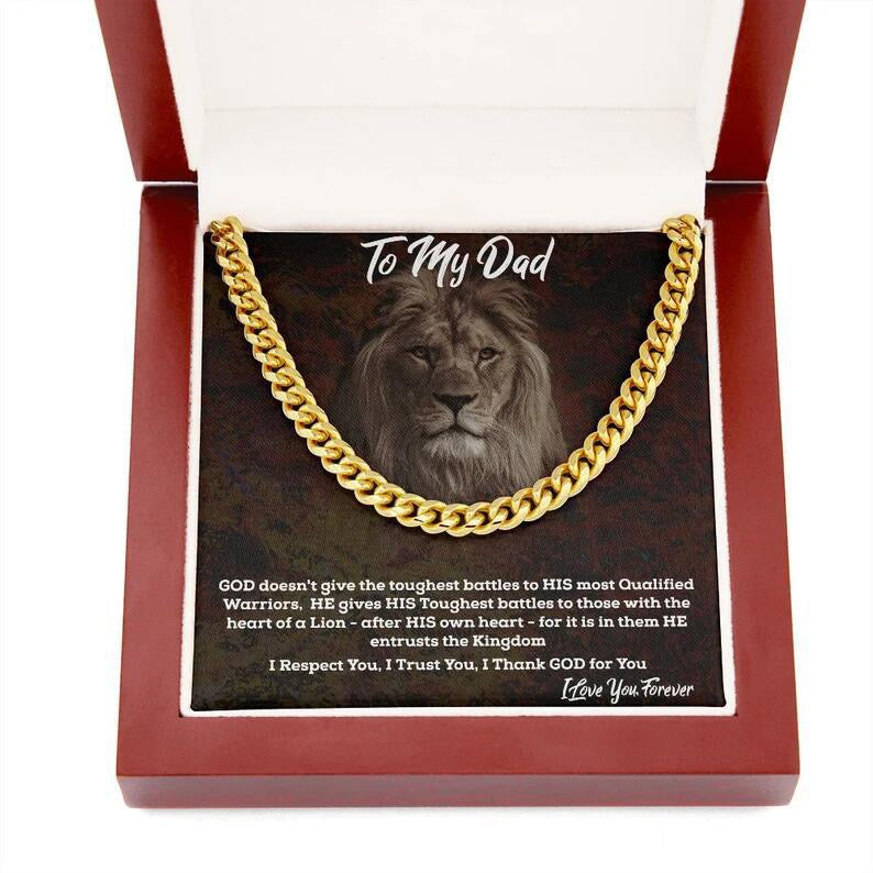 To My Dad - Cuban Link Necklace - Proud to Have You as Dad Message Card Gift