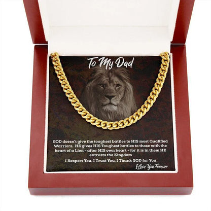 To My Dad - Cuban Link Necklace - Proud to Have You as Dad Message Card Gift