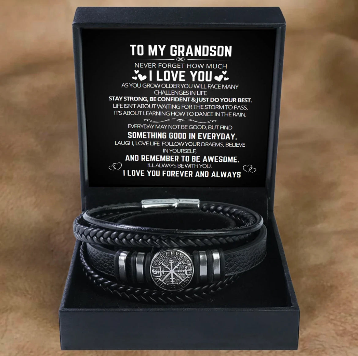 To My Grandson - Layered Bracelet - Remember To Be Awesome