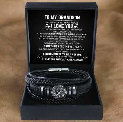 To My Grandson - Layered Bracelet - Remember To Be Awesome