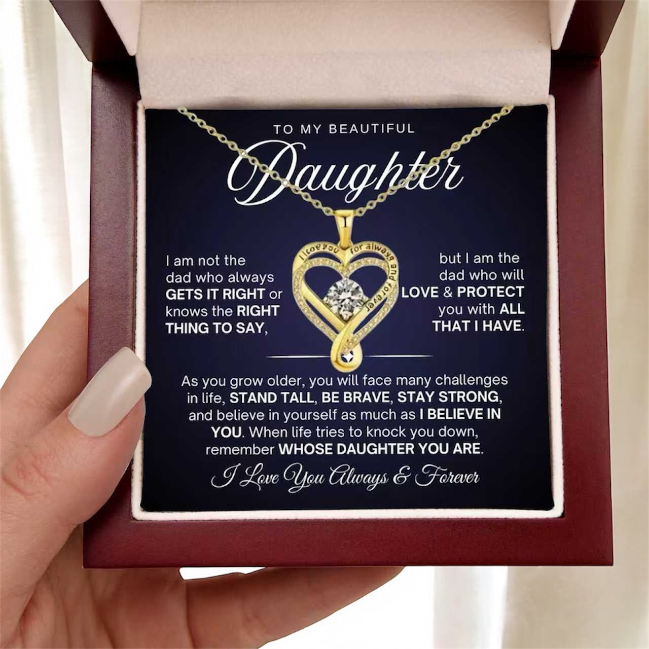 To My Daughter - Double Hearts Necklace - Believe In Yourself Gift
