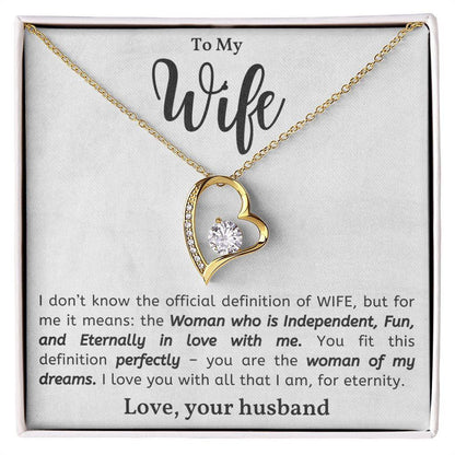 To My Wife - Love Heart Necklace - I Love You for Eternity