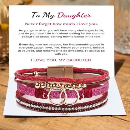 To My Daughter - Layered Bracelet - Remember to Be Awesome