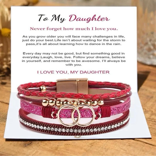 To My Daughter - Layered Bracelet - Remember to Be Awesome