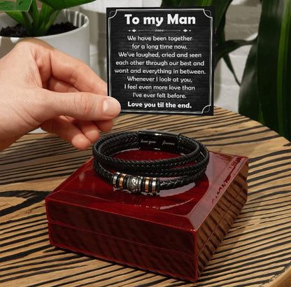 To My Man - Love You Forever Bracelet - You Are My Rock Message Card Gift