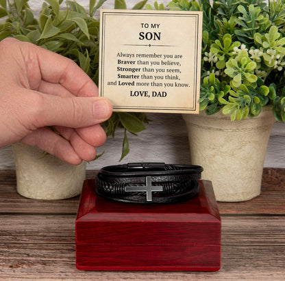 You Are Loved More Than You know - Cross Bracelet Gift for Son