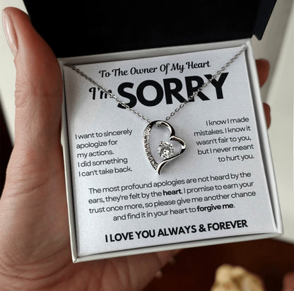 To the Owner of My Heart - Love Heart Necklace - I Am Sorry