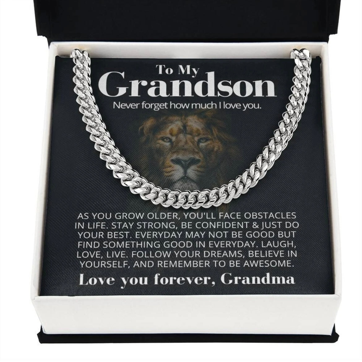To My Grandson - Cuban Link Necklace - Gift From Grandma