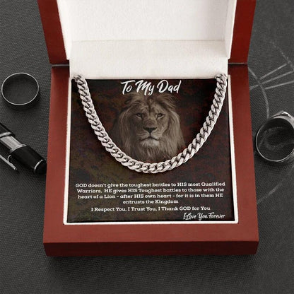 To My Dad - Cuban Link Necklace - Proud to Have You as Dad Message Card Gift