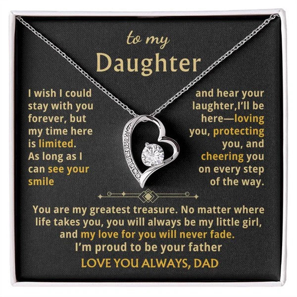 To My Daughter Necklace from Dad - Love Heart Necklace - My Love For You Will Never Fade Gift