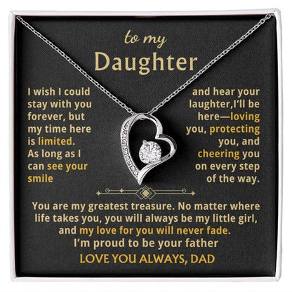 To My Daughter Necklace from Dad - Love Heart Necklace - My Love For You Will Never Fade Gift