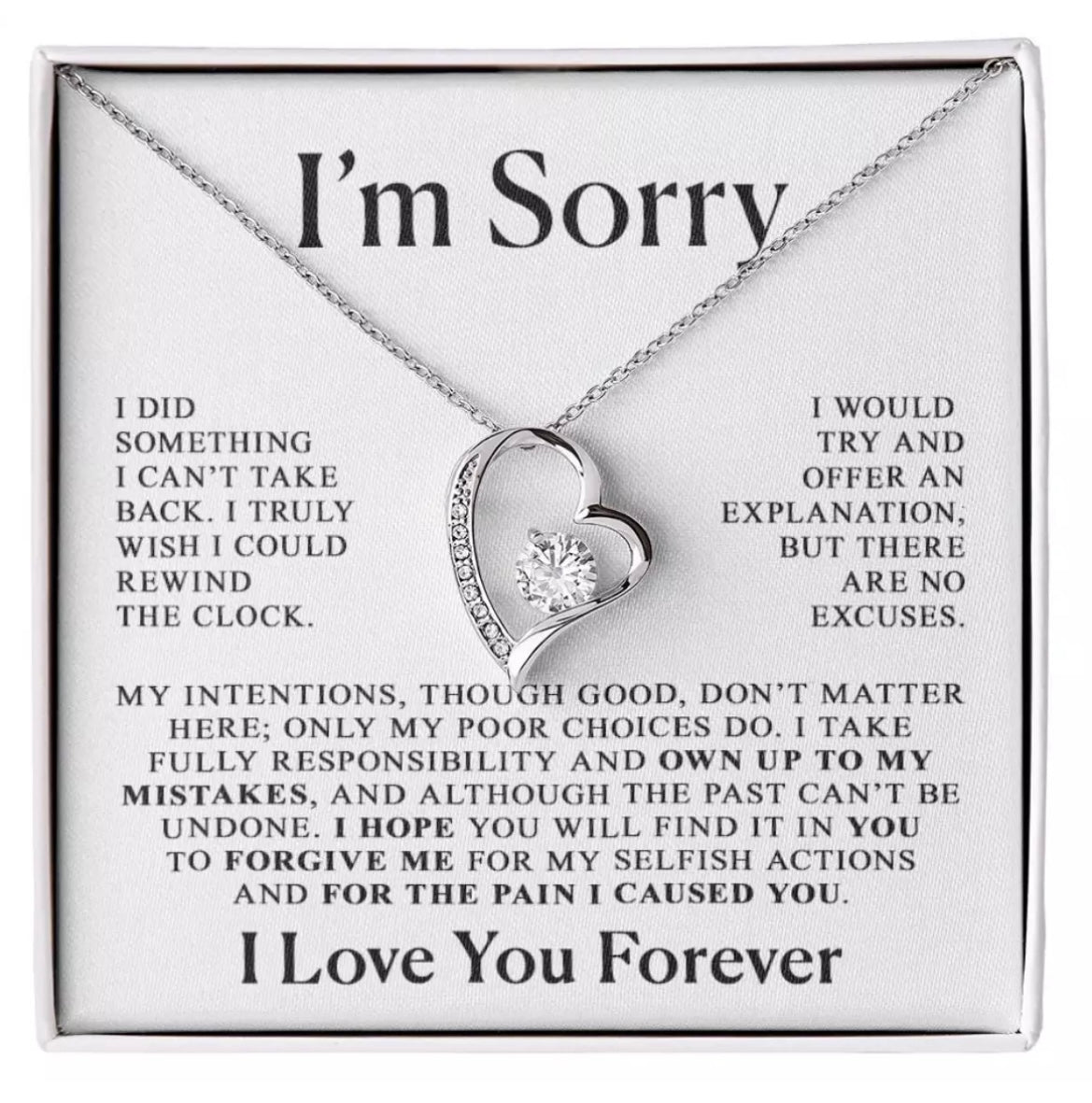 To My Love - Love Heart Necklace - I Am Sorry
