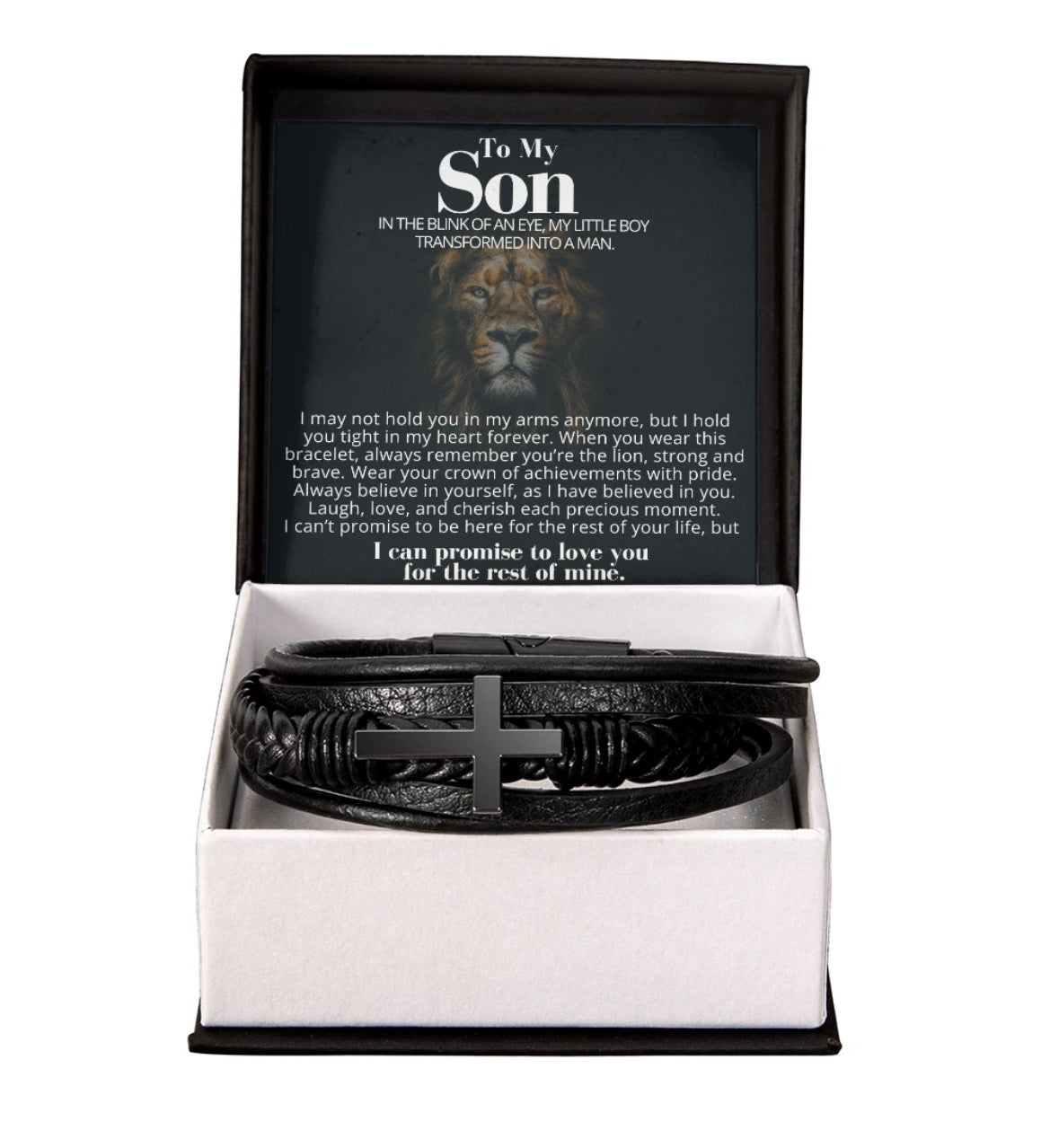 To My Son - Cross Bracelet - You Are the Lion Message Card Gift