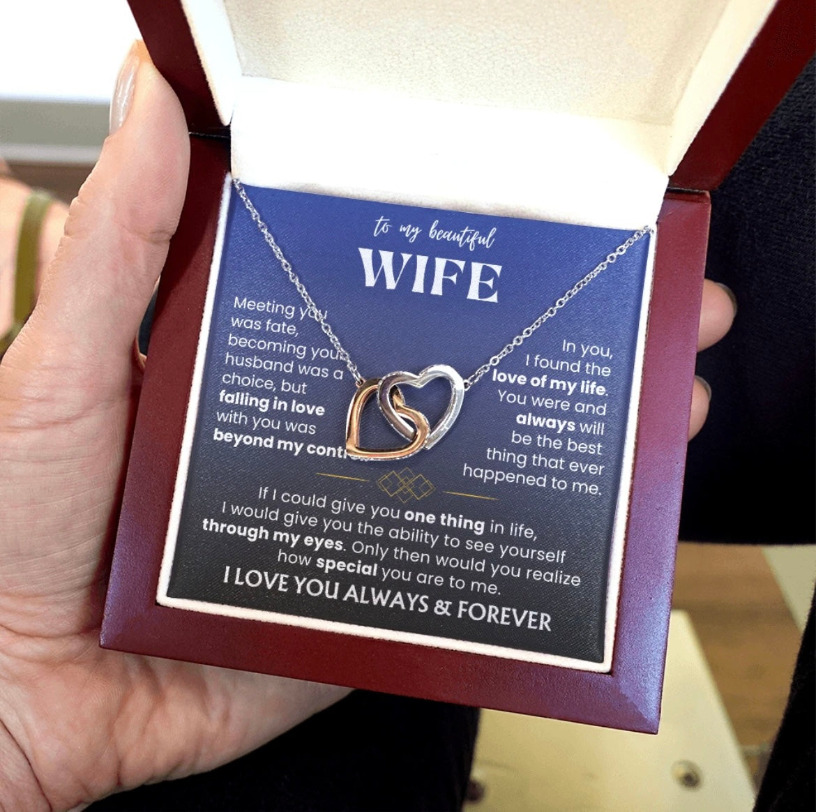 To My Wife - Linked Hearts Necklace - Love You Always