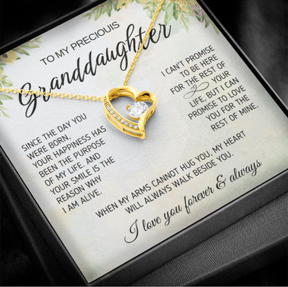 To My Granddaughter - Love Heart Necklace - My Heart Walks Beside You Gift