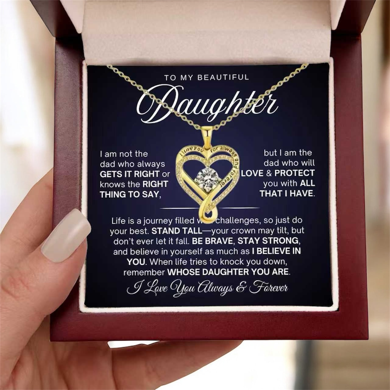To My Daughter - Double Hearts Necklace - Believe In Yourself Gift