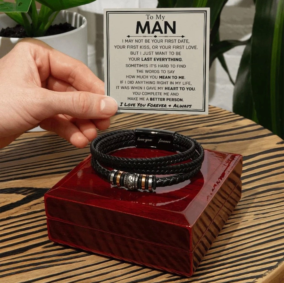 To My Man - Love You Forever Bracelet - Christmas Anniversary Gift