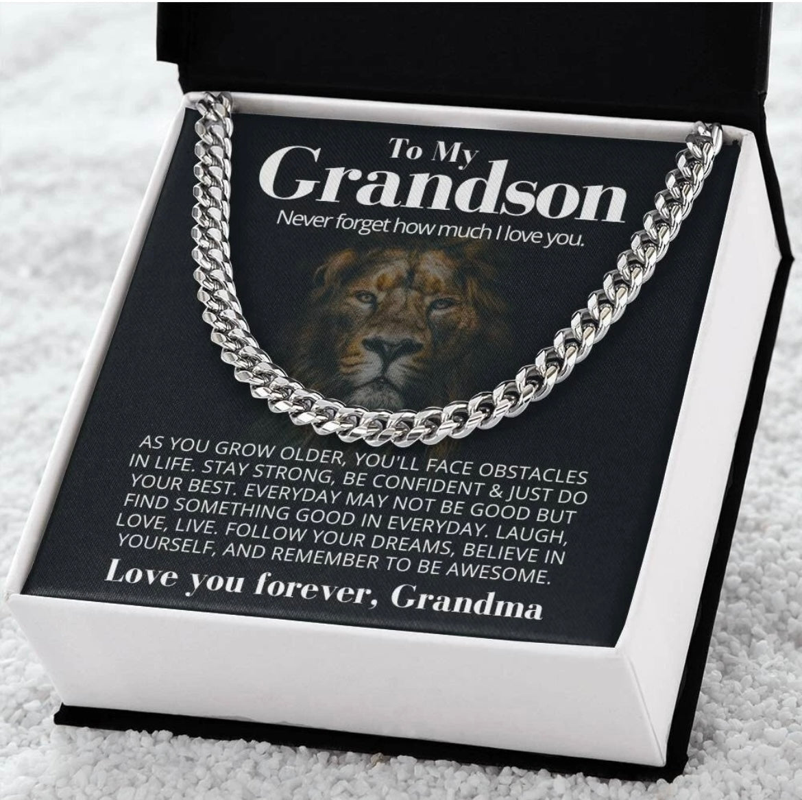 To My Grandson - Cuban Link Necklace - Gift From Grandma