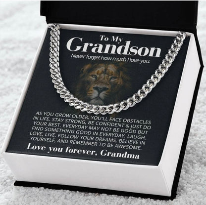 To My Grandson - Cuban Link Necklace - Gift From Grandma