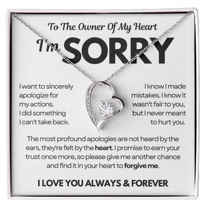 To the Owner of My Heart - Love Heart Necklace - I Am Sorry