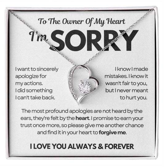 To the Owner of My Heart - Love Heart Necklace - I Am Sorry