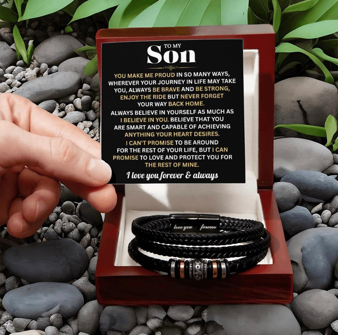 You Make Me Proud - Bracelet Gift for Son from Dad and Mom