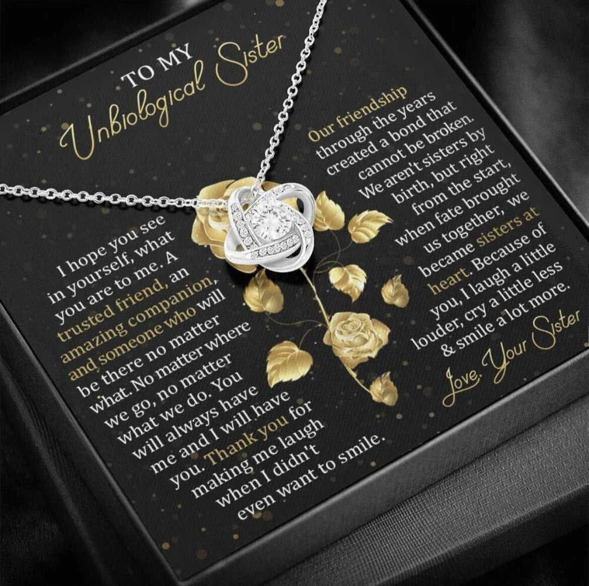 To My Unbiological Sister - Love Knot Necklace - Sisters at Heart