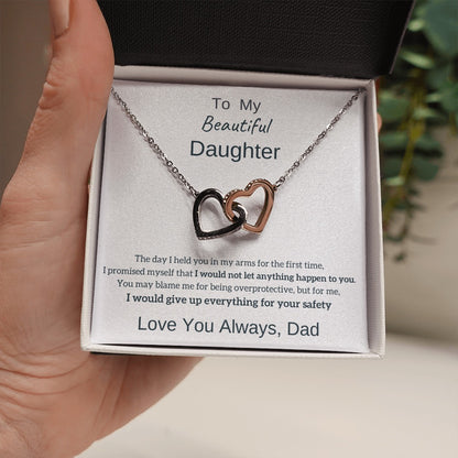 To My Daughter from Dad - Linked Hearts Necklace - Love You Always