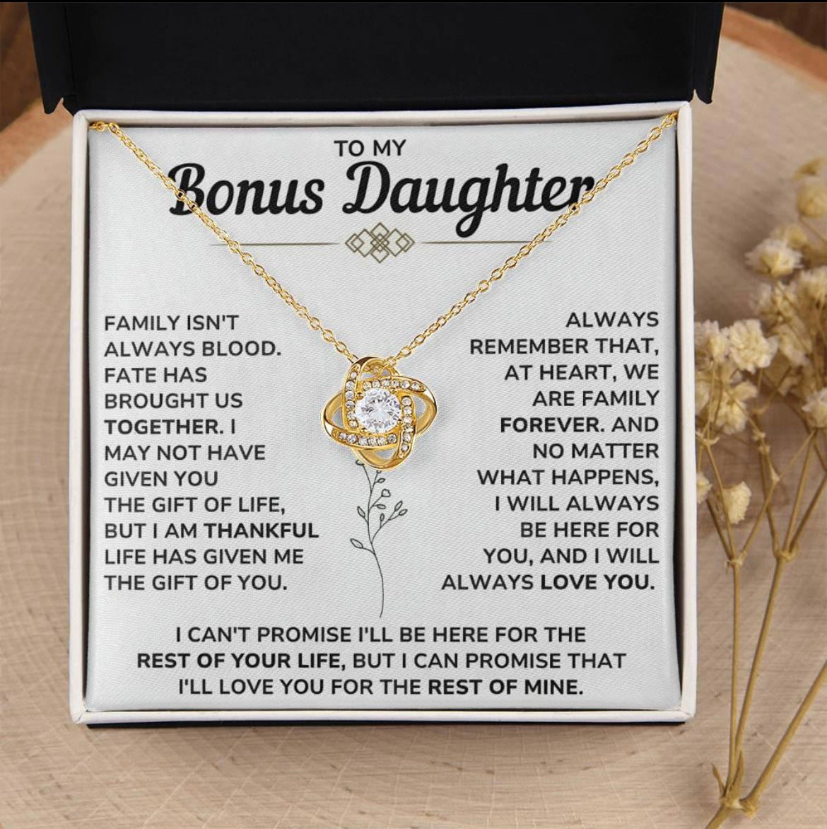 At Heart We Are Family Forever  - Necklace Gift for Bonus Daughter