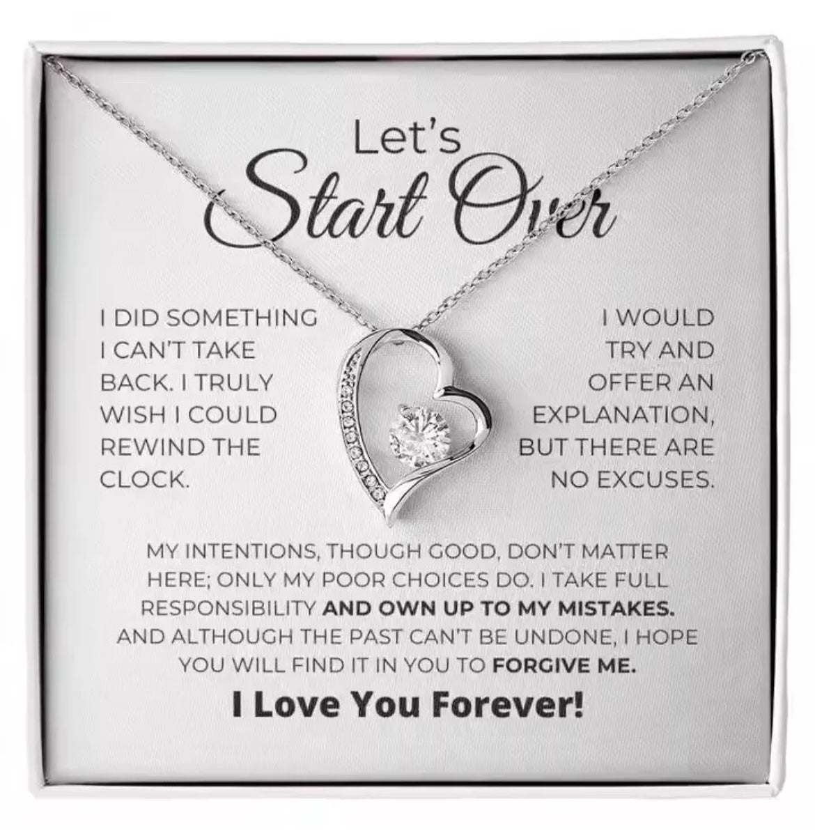To My Love - Love Heart Necklace - Lets’s Start Over