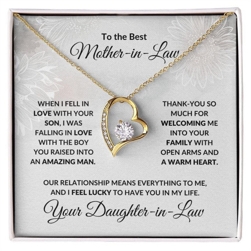 To My Mother In Law - Love Heart Necklace - Lucky to Have You In My Life