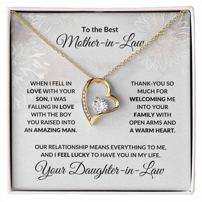 To My Mother In Law - Love Heart Necklace - Lucky to Have You In My Life