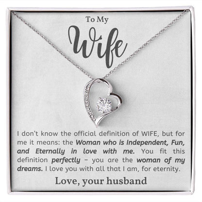To My Wife - Love Heart Necklace - I Love You for Eternity