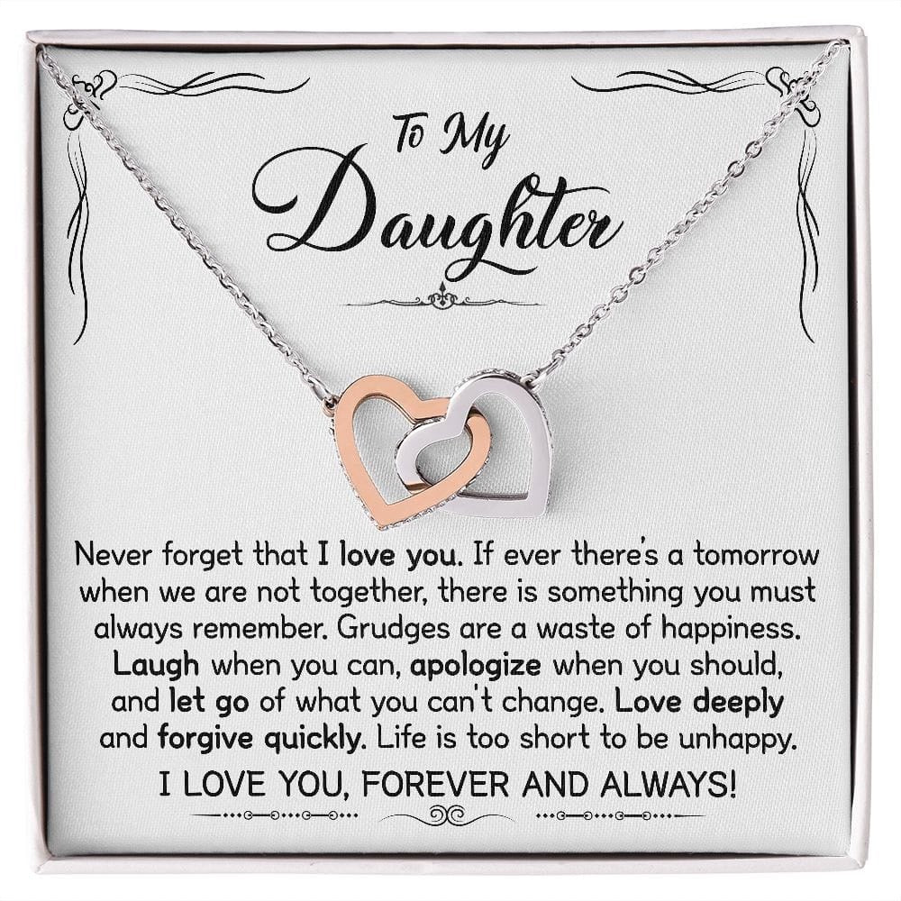 To My Daughter - Linked Hearts Necklace - Love You Forever
