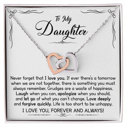To My Daughter - Linked Hearts Necklace - Love You Forever
