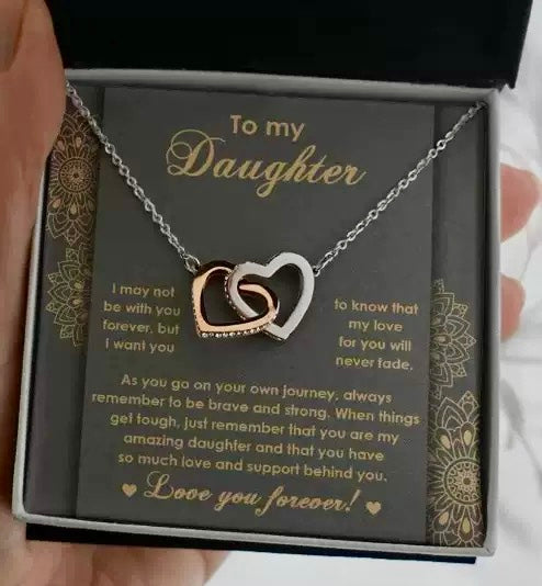 To My Daughter - Linked Hearts Necklace - My Love for You Will Never Die