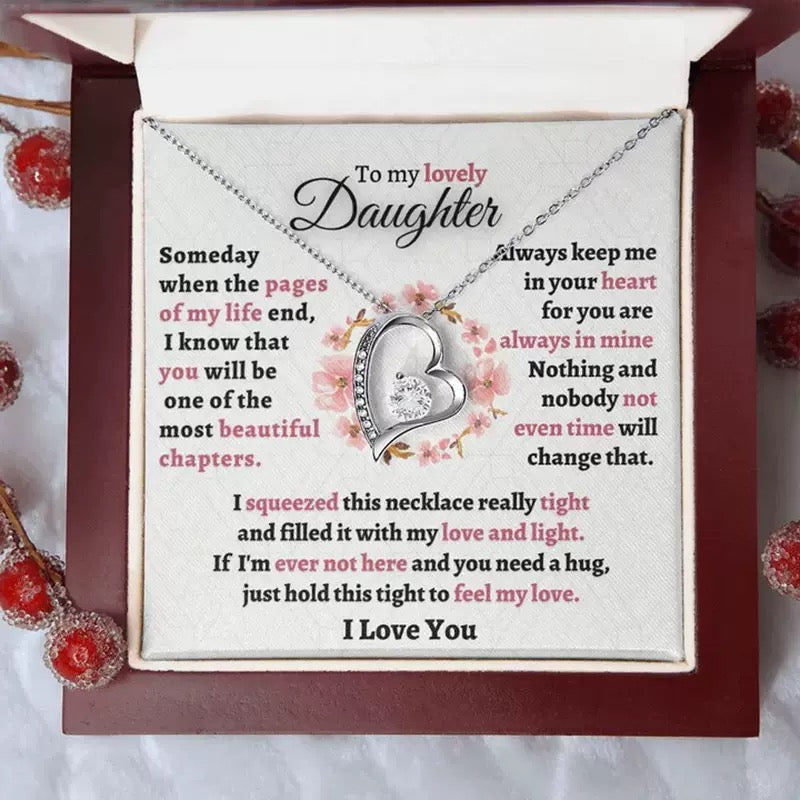To My Daughter - Love Heart Necklace - You Are Always In My Heart