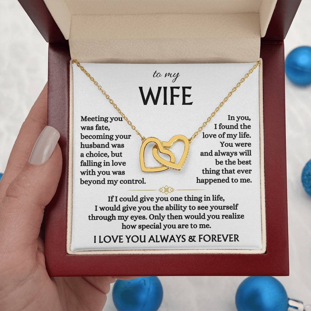 To My Wife - Linked Hearts Necklace - You Are The Best Thing Message Card Gift