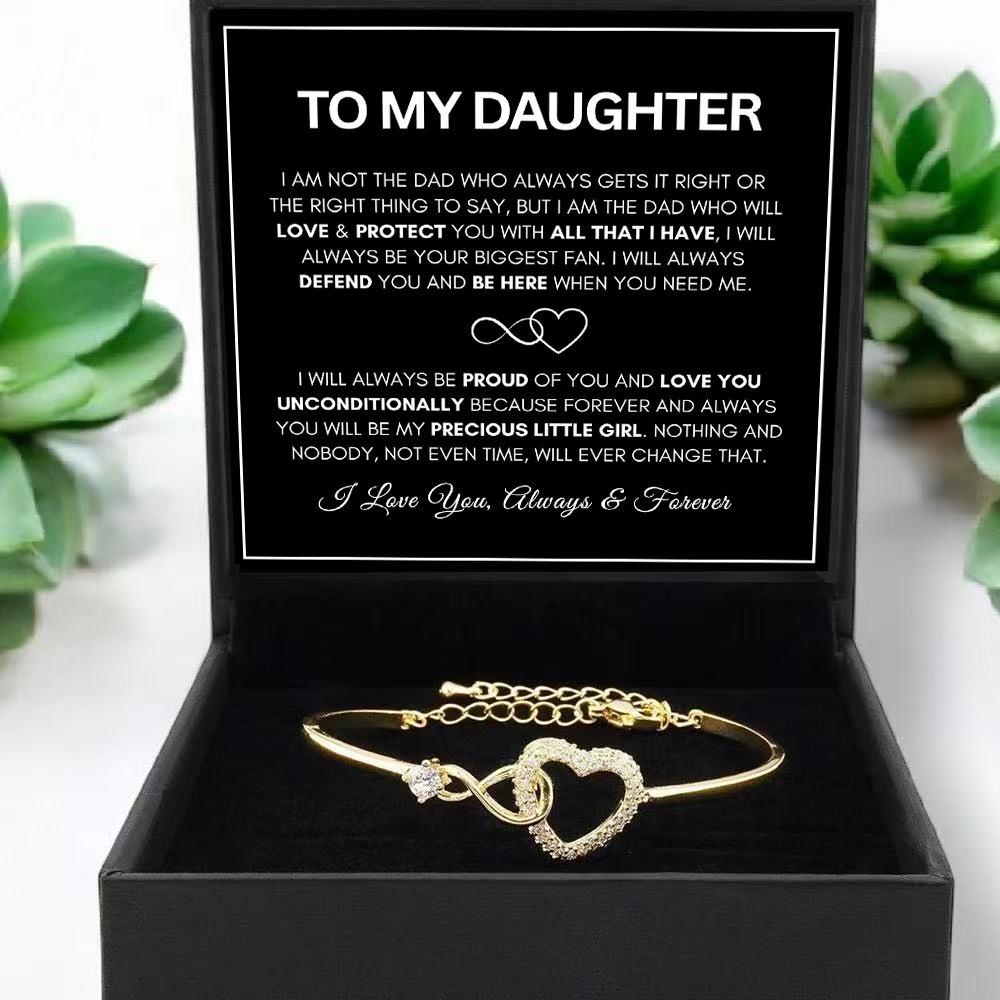 To My Daughter from Dad - Infinity Heart Bracelet - Always My Precious Little Girl