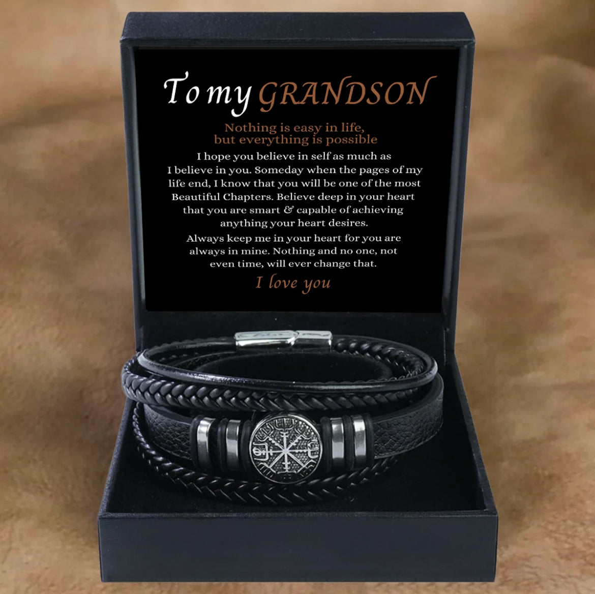 To My Grandson - Layered Bracelet - Always In My Heart